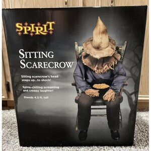 Spirit Halloween Scary Sitting Scarecrow Animatronic ~ New In Box